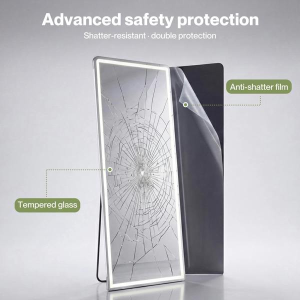 Yezi Full Length Mirror 3 Color LED Touch Dressing Mirror 165x60cm with Dimming