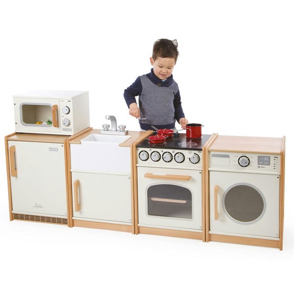 Tidlo Wooden Education Washing Machine Featuring Clicking Dials & Front Opening Door