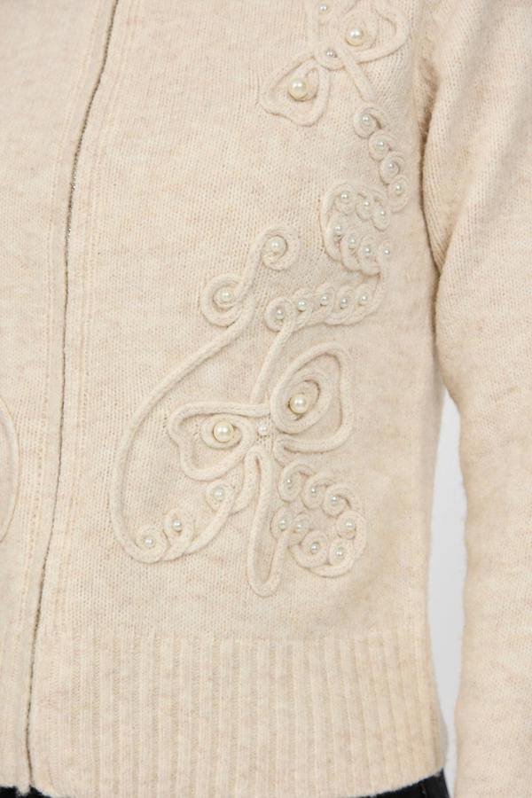 Mudflower Cornelli Embellished Zip-Up Knit Cardigan