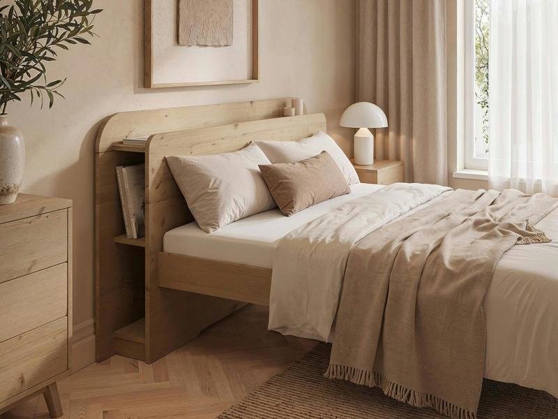 Noomi Evie Storage Bed with Headboard Oak Double