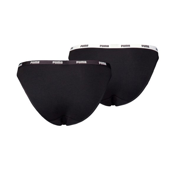 Puma 2-Pack Classic Logo Low-Rise Bikini Briefs, Black