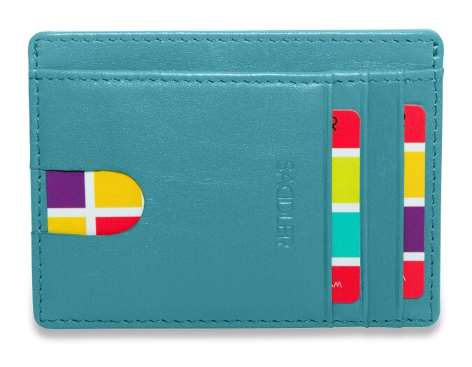SADDLER Slim Leather Card Holder "Stella" – Handmade by Saddler |Gift Boxed - Teal