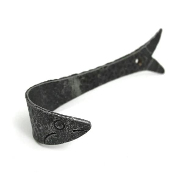 Hand Forged Antique Iron Fish Design Single Coat Hook - 110mm
