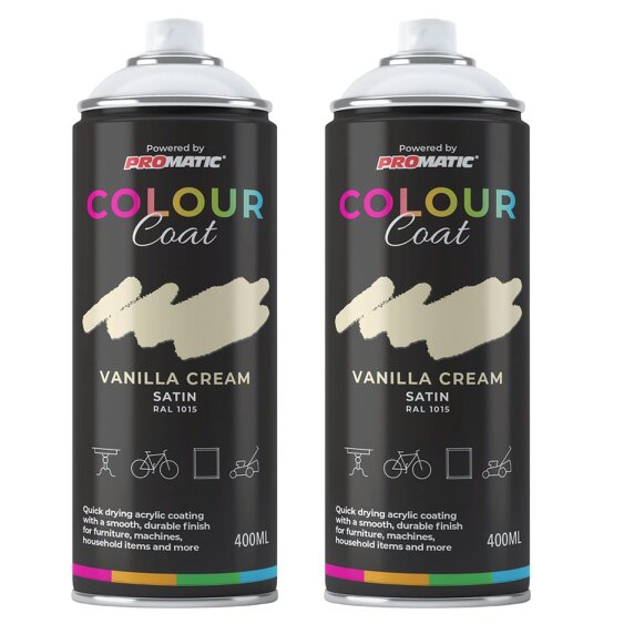 Colour Coat 2X Vanilla Cream RAL 1015 Satin Spray Paint 400ml