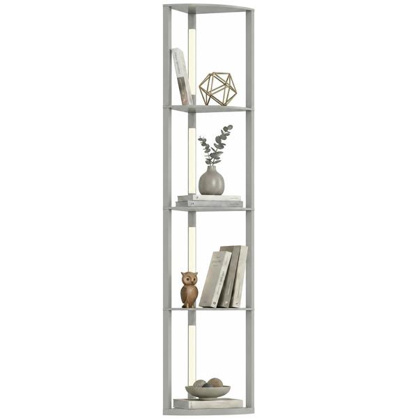HOMCOM Corner Floor Lamp with Warm White LED Light, Grey