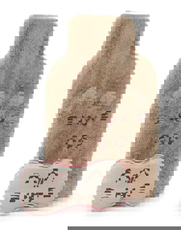 Pusheen Womens Brown Novelty face & Eye Mask Hot Water Bottle With Eye Mask (One Size)