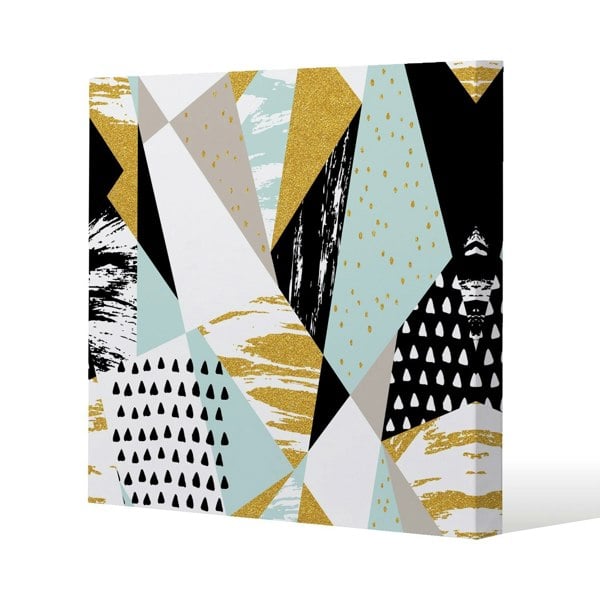 Benjamin Tate Design Geometric Shapes & Brush Strokes Slim Style Canvas Print  40x40cm , 15mm Slim Real wood.