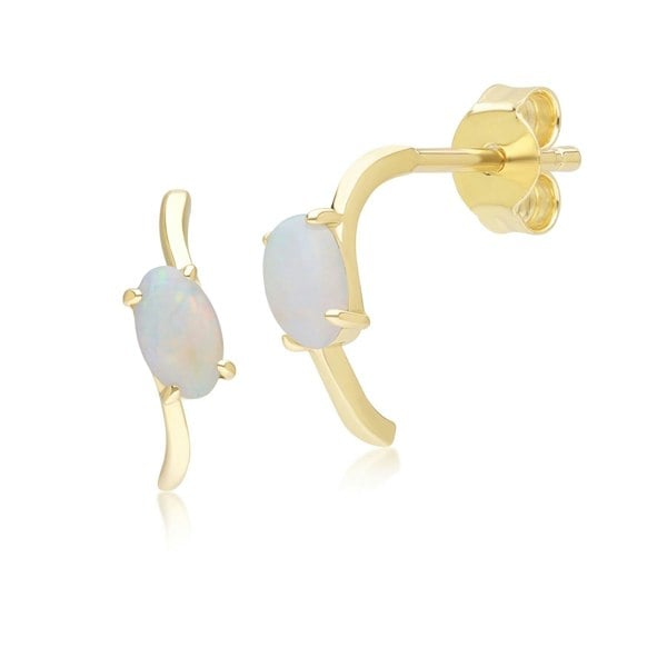 Gemondo Classic Oval Opal Half Hoop Earrings in 9ct Yellow Gold