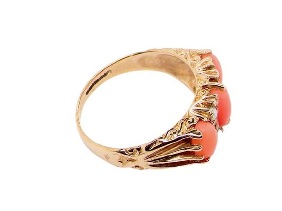 gold coral and pearl dress ring