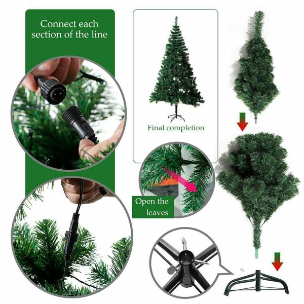 4ft to 12ft Pre-Lit Green Alaskan Pine Artificial Christmas Trees with LEDs and Metal Stand image 4