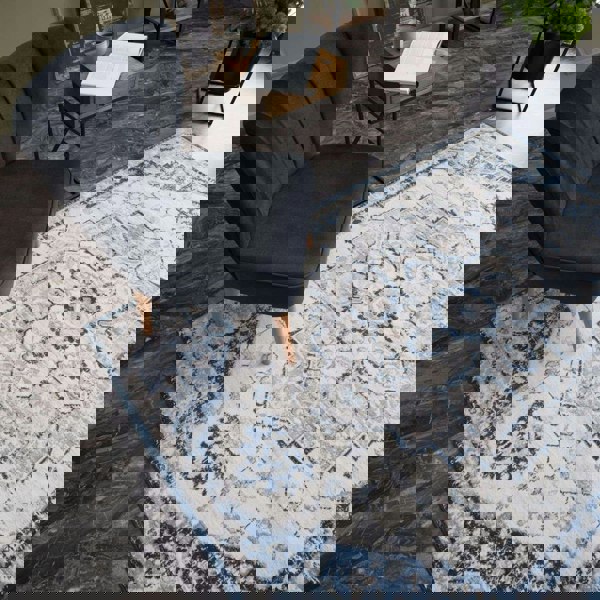 Living Room Rug Moroccan Design In Blue