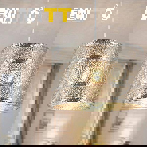 Emitto Ceiling Light Shade Moroccan Style Silver Chrome Pendant Shade Lamp Decor