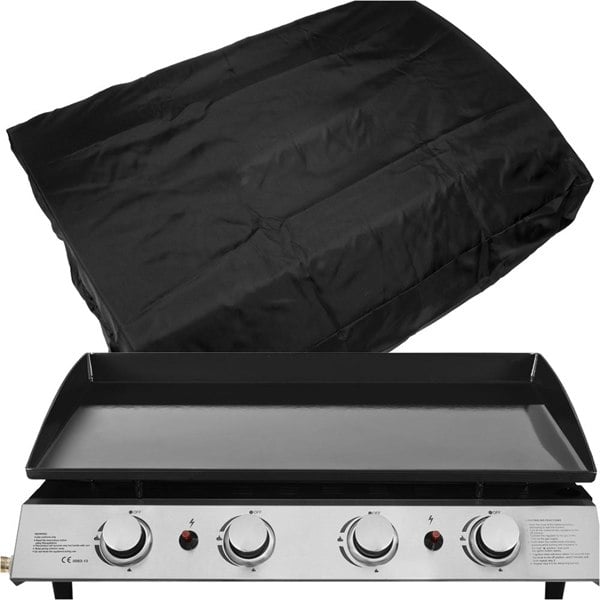 4 Burner Portable Flat Top Plancha Grill & Cover Set - Stainless Steel Camping