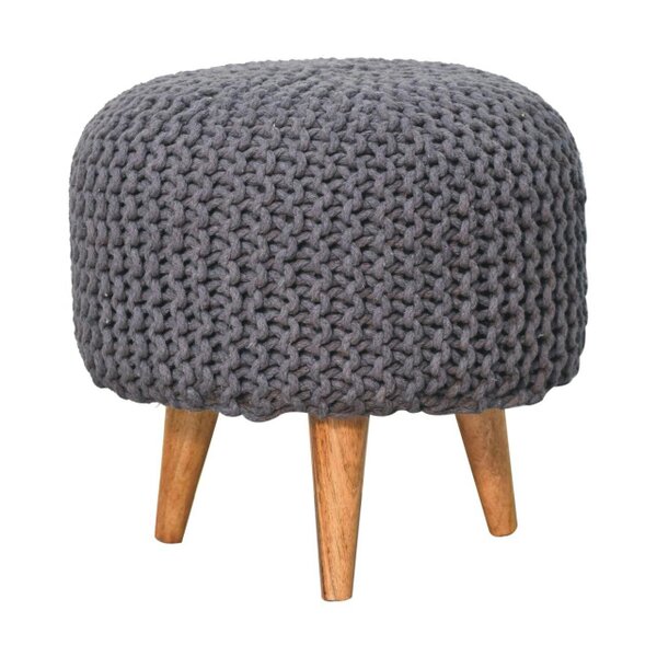 Wyld Haus Bergamo Woven Grey Round Footstool