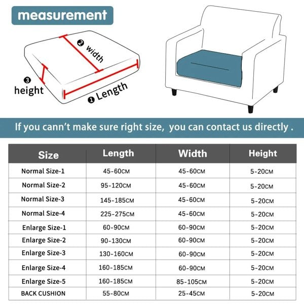 Anyhouz Anyseat Sofa Cover Black Polyester Thick Stretchable Cushion For Living Room 1Pc Enlarge Size 160-185cmx85-105cm