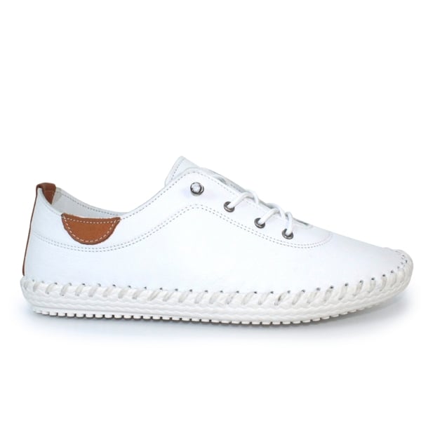 Lunar Women's St Ives Leather Plimsolls - White