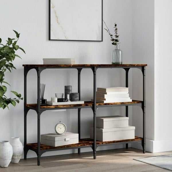 Berkfield Console Table Smoked Oak 100x29x75 cm Engineered Wood