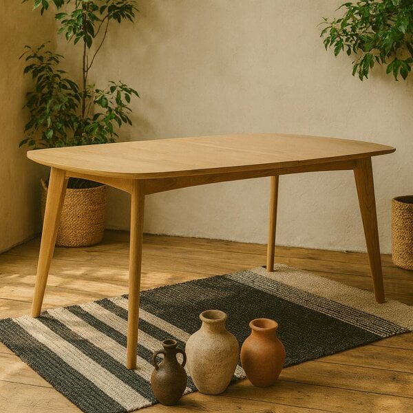 Wyld Haus Mossbloom 6 Seater Oak Extending Dining Table