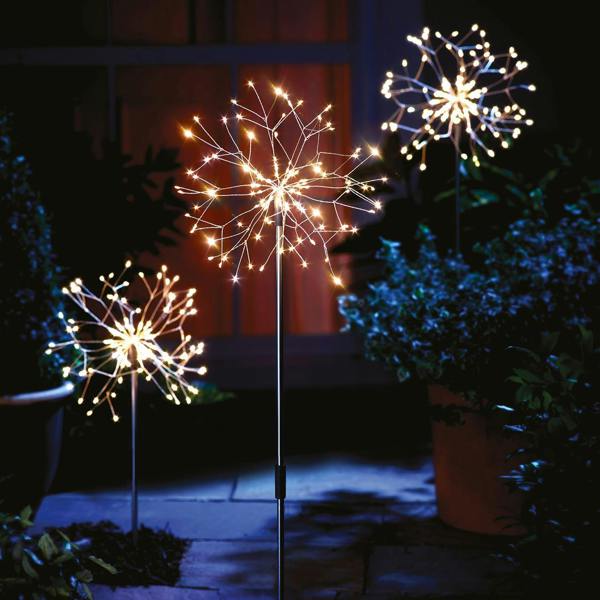 2 x Dandelion Stake Lights – Battery Powered Weatherproof Flower Design Outdoor Garden Lighting with 120 LEDs & Timer for Patio, Decking, Pathway, Driveway, Border, Lawn, Balcony - H80 x 26cm Diameter