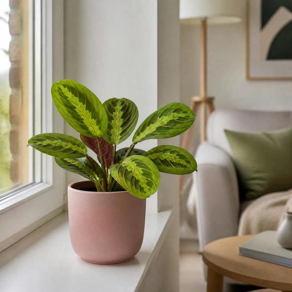 Maranta Lemon Lime Prayer Plant 12cm Pot – Variegated Indoor Houseplant The Rose Press Garden