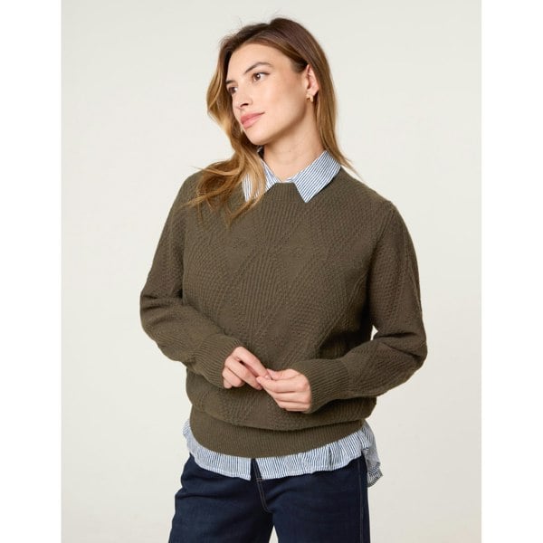 Blue Vanilla Argyle Texture Knit Jumper