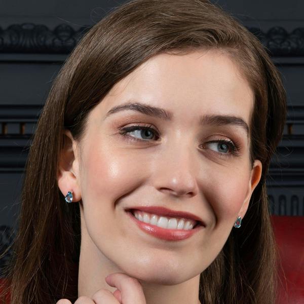 925 Sterling Silver Stud Earrings with Blue Topaz Gemstones - namana.london
