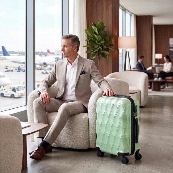 Bobobiy 20Inch Suitcase, ABS Hard Shell Carry On Luggage with TSA Lock, Spinner Wheels, Telescopic Handle, Green