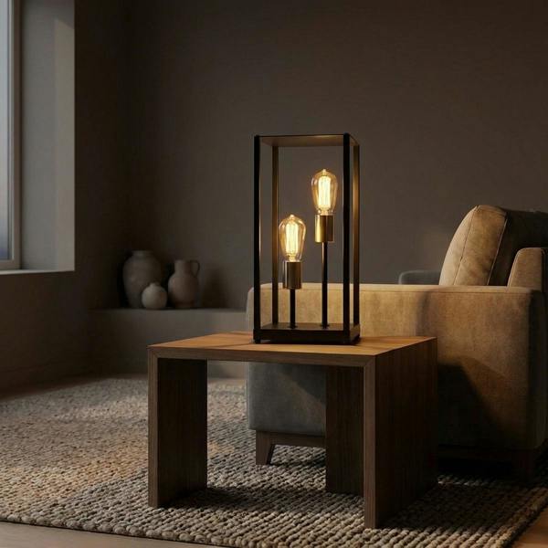 Garden Greatness Metal Frame Double Industrial Table Lamp