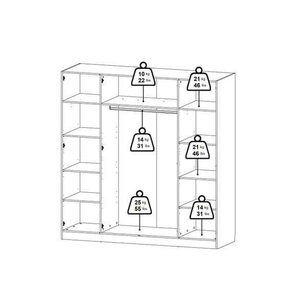 Wyld Haus Cherryfern Natural Oak Wood Wardrobe 4 Frame Doors
