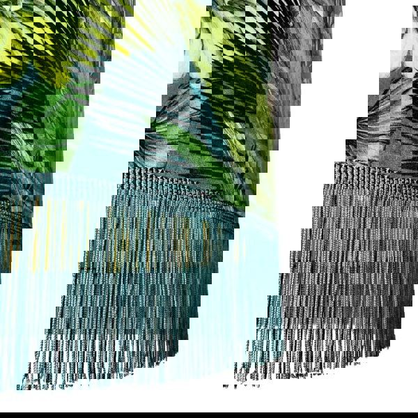 Love Frankie Big Cat Velvet Lampshade With Gold Lining and Fringing in Flint Blue