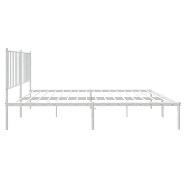 Berkfield Metal Bed Frame with Headboard White 135x190 cm 4FT6 Double
