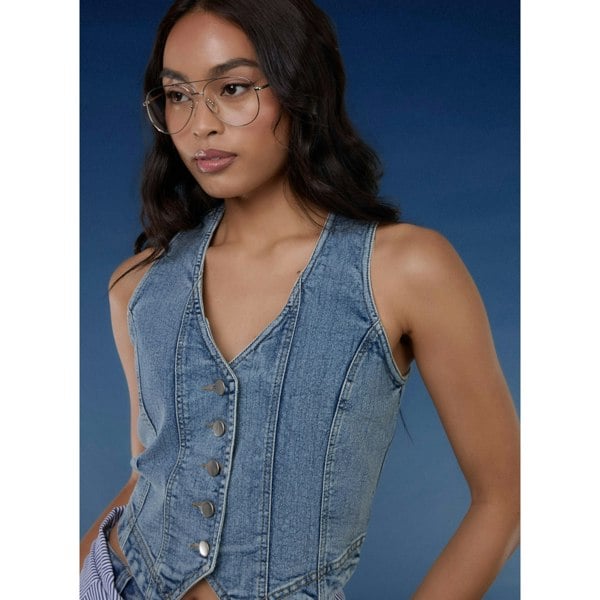 Pink Vanilla Denim Fitted Waistcoat