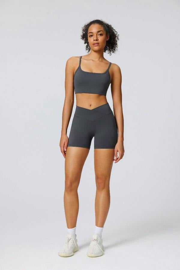 Anniou High Waist Crossover Yoga Shorts