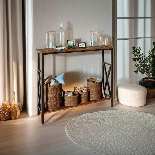 Modcraft Industrial Slim Console Table for Home and Garden
