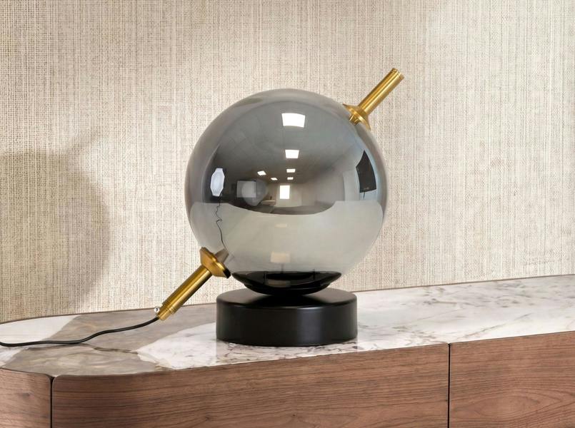 Angel Cerdá Grey smoked mirror-effect glass and black steel table lamp 8090
