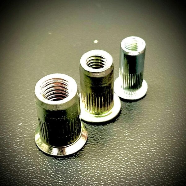 Fixaball Rivet Nut Steel BZP Flat Head Round Knurled Body