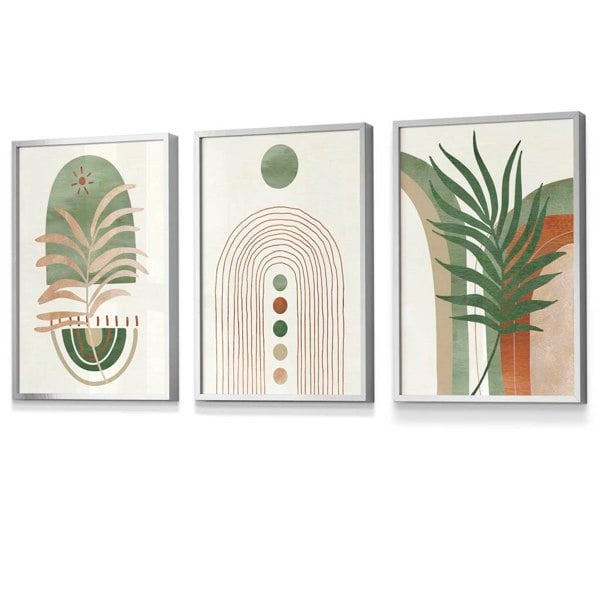 Artze Wall Art Sage Green Botanical Arches Set of 3 Framed Wall Art