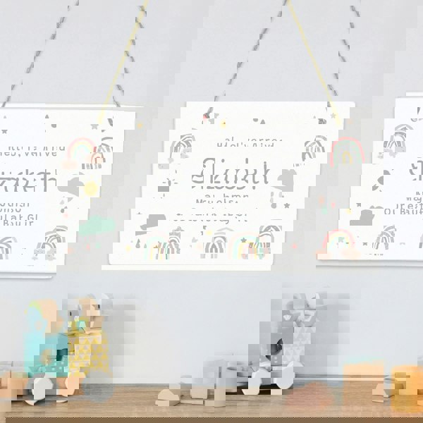 Personalised Memento Company Personalised Pastel Rainbow Wooden Sign