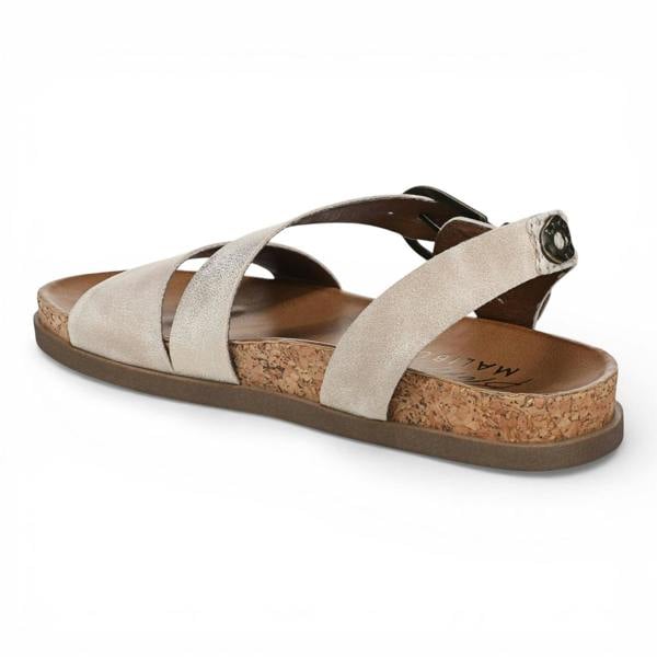 Blowfish Malibu Women's Cloud Silver Footbed Strappy Flat Sandals - Lance