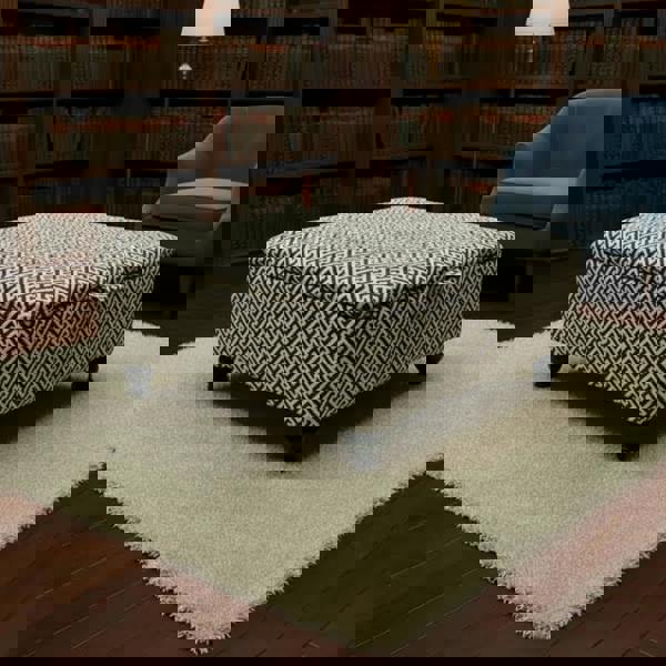 Premium Eden embossed pattern storage footstool ottoman with lift-up lid in living room setting