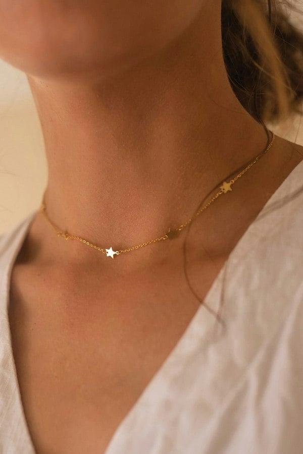 Dainty Sterling Silver Star Choker - Necklaces - Elk & Bloom