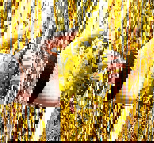 Cheetah Metallic Tinsel Curtain, 3M x 1M Gold