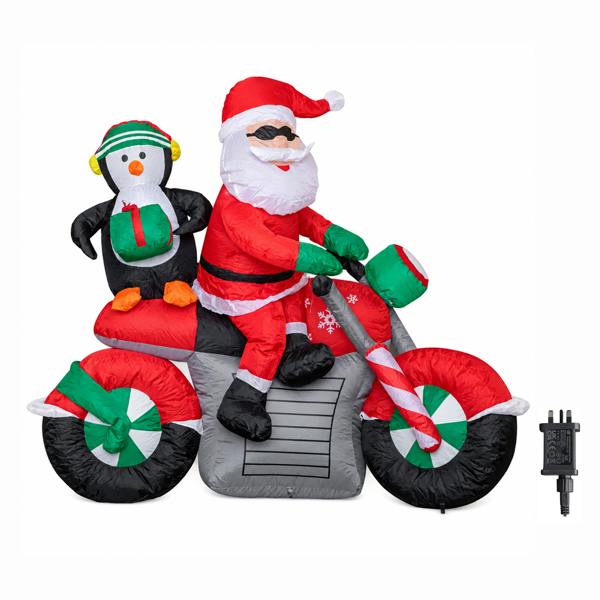 Samuel Alexander 1.8m (6ft) Light up Santa with Penguin on Motorbike Christmas Inflatable with LEDs