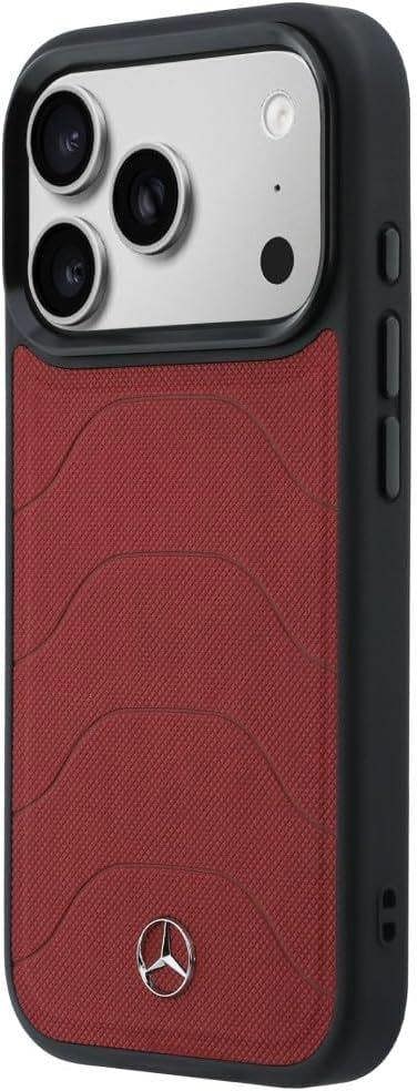 Mercedes Benz Bow Line Leather Case with MagSafe for iPhone 17 Pro 6.3" Red - MEHMP17L25PMERCR