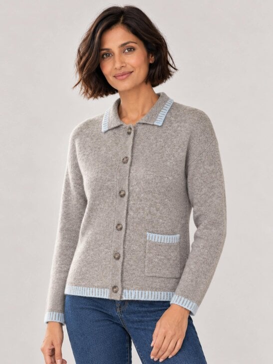 VIZ-A-VIZ Blanket Stich Button Through Cardigan