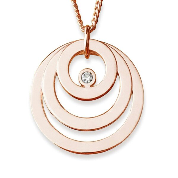 Christopher James of London 9ct Rose Gold Plated Triple Disc Personalised Family Necklace With Diamond or Crystal