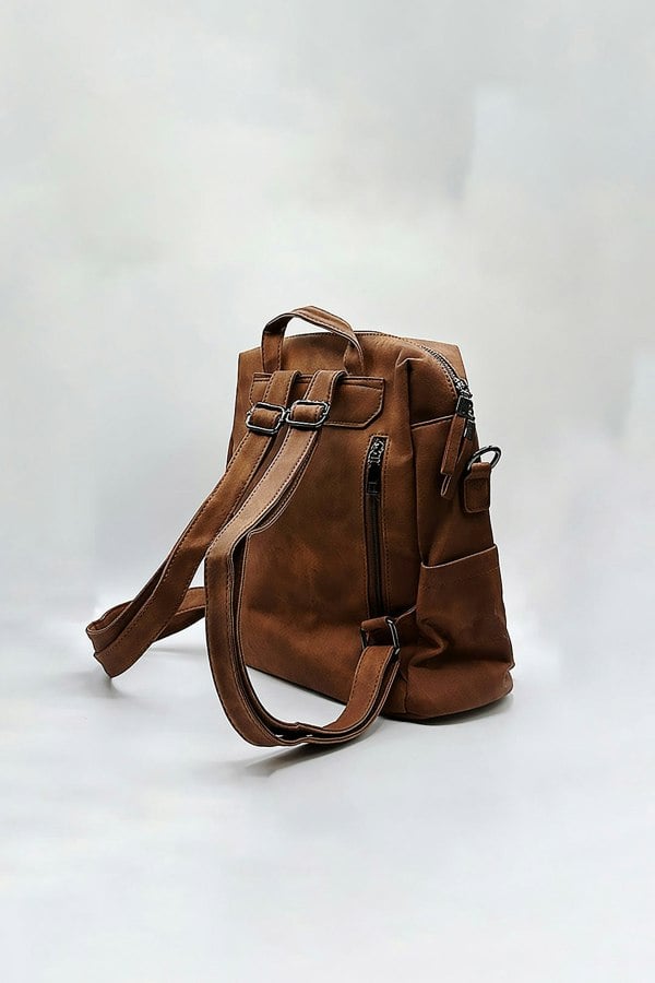 SVNX Faux Leather Backpack In Brown