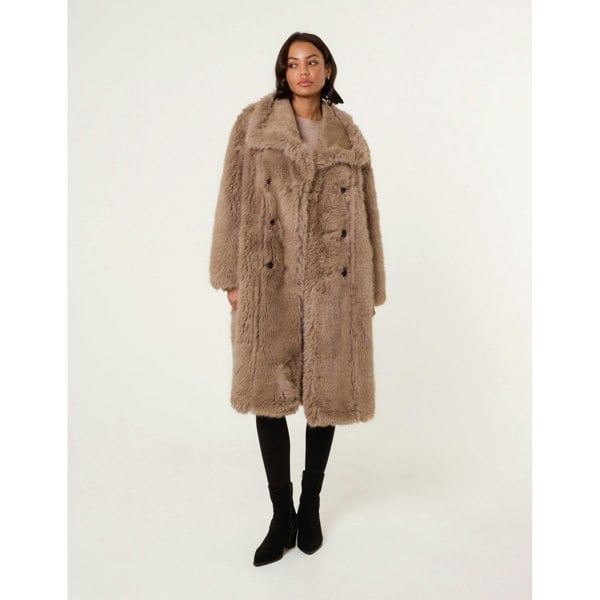 Blue Vanilla Reversible Midi Faux Fur Coat