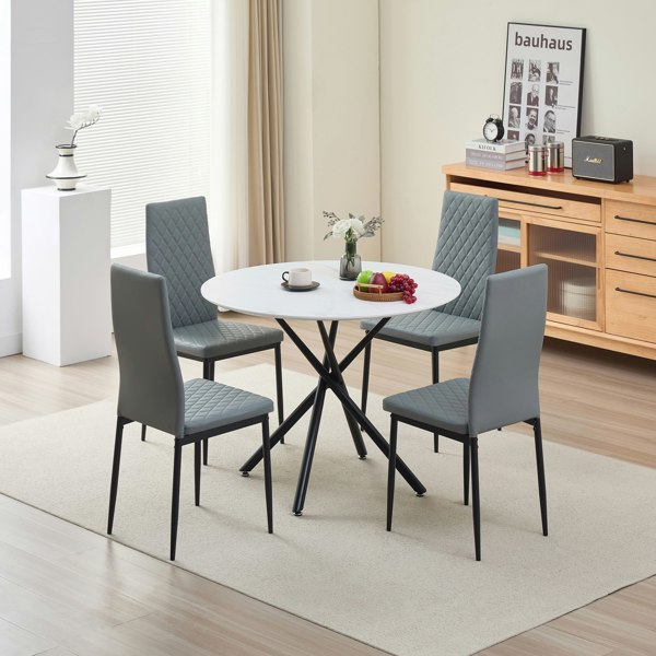 Indoor Living Seattle Dining Table with 4 Emily Leather Chairs