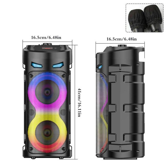 Havendro Portable Bluetooth Party Speaker Heavy Bass Subwoofer with Mic LED Light